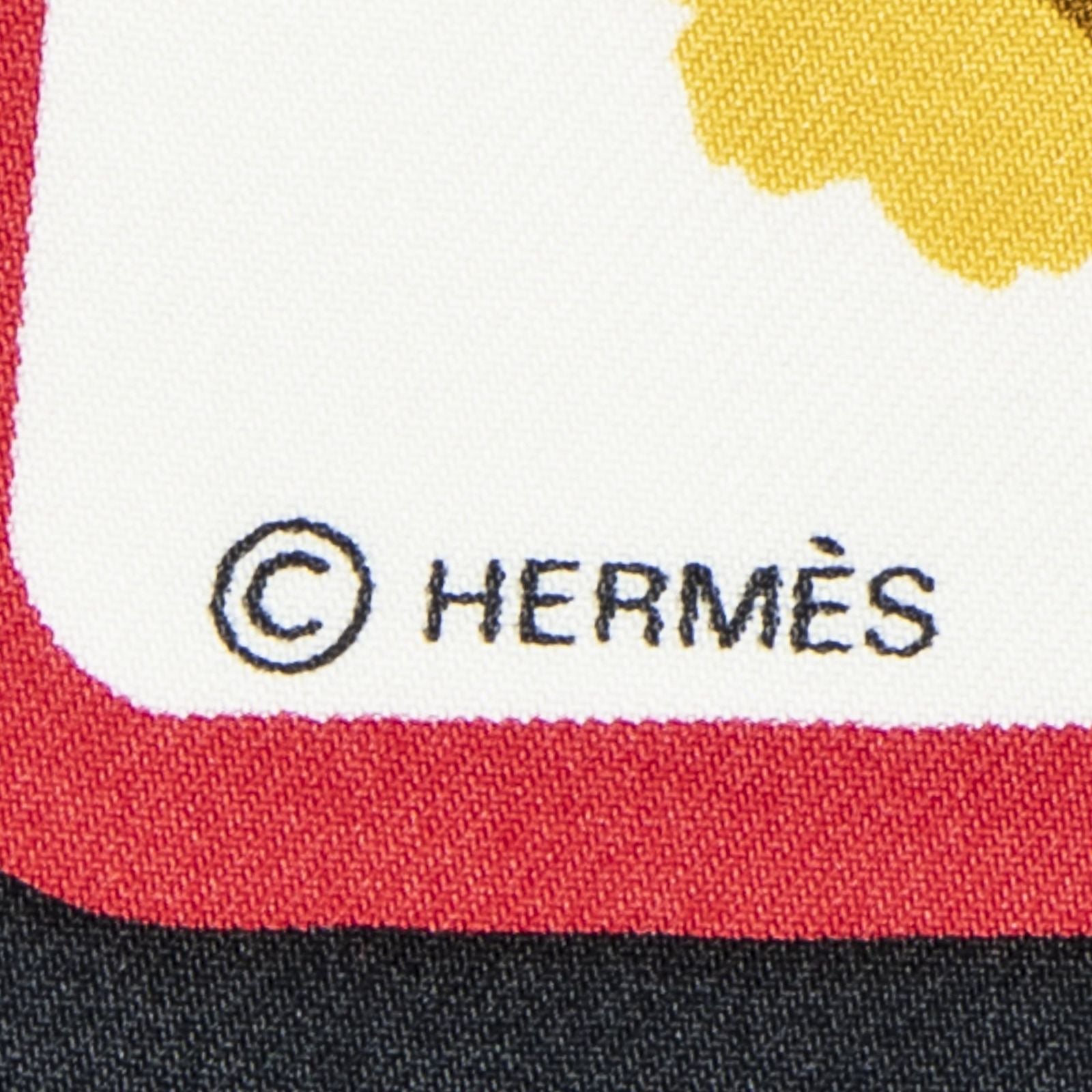 Hermes Scarf Yellow Black 100% Twillsilk — view 4
