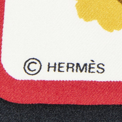 Hermes Scarf Yellow Black 100% Twillsilk — view 4