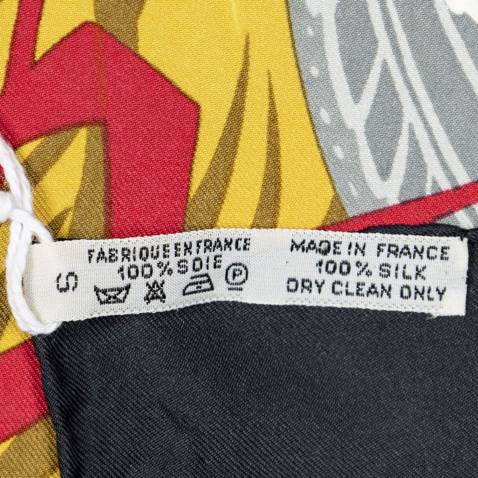 Hermes Scarf Yellow Black 100% Twillsilk — view 5