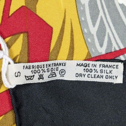 Hermes Scarf Yellow Black 100% Twillsilk — view 5