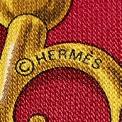 Hermes Scarf Red White 100% Twillsilk — view 4