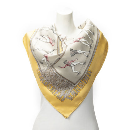 Hermes Scarf Yellow Gray Twillsilk