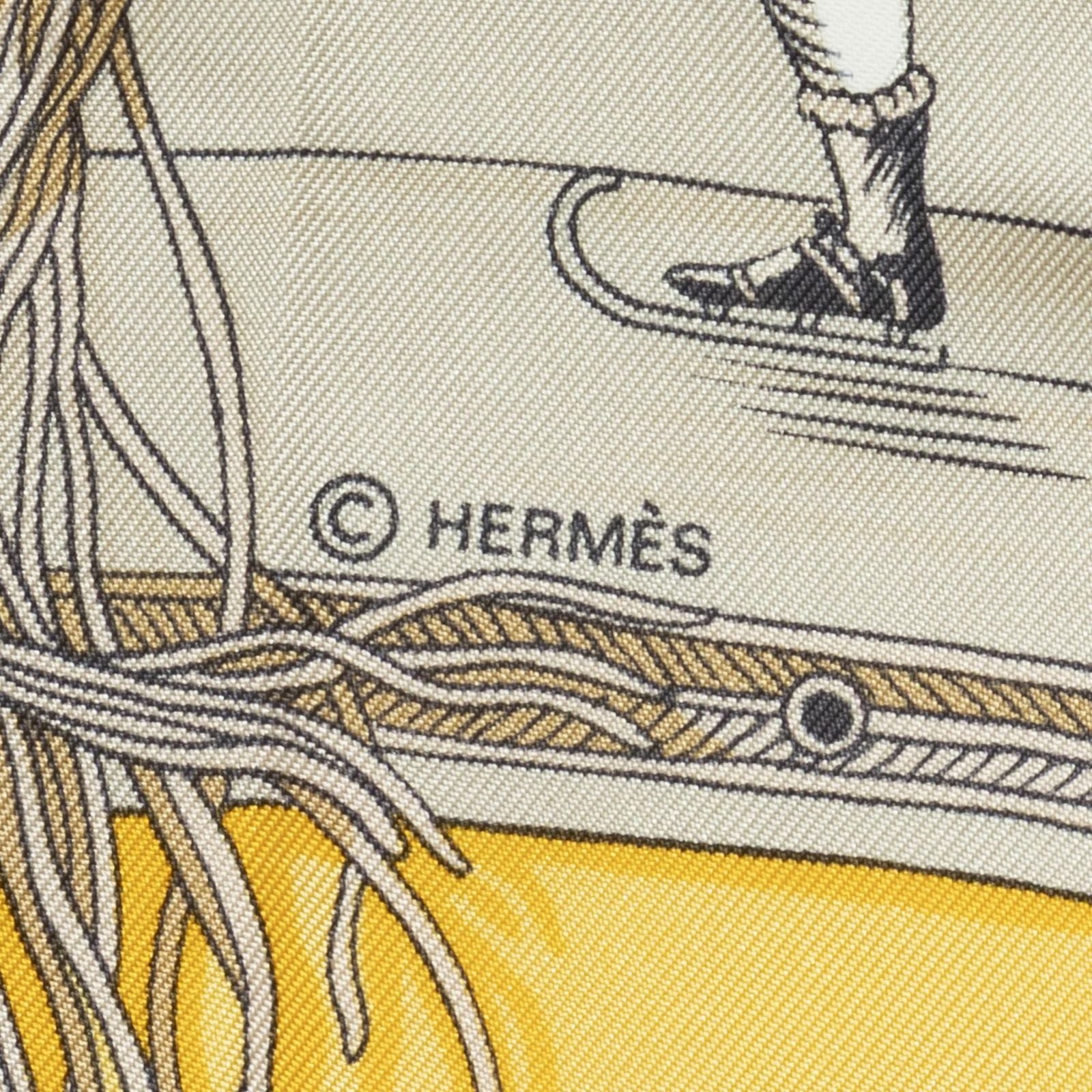 Hermes Scarf Yellow Gray Twillsilk — view 4