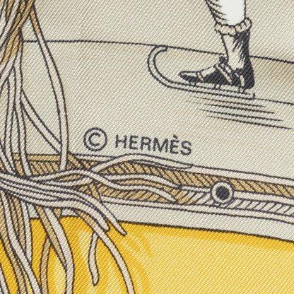 Hermes Scarf Yellow Gray Twillsilk — view 4