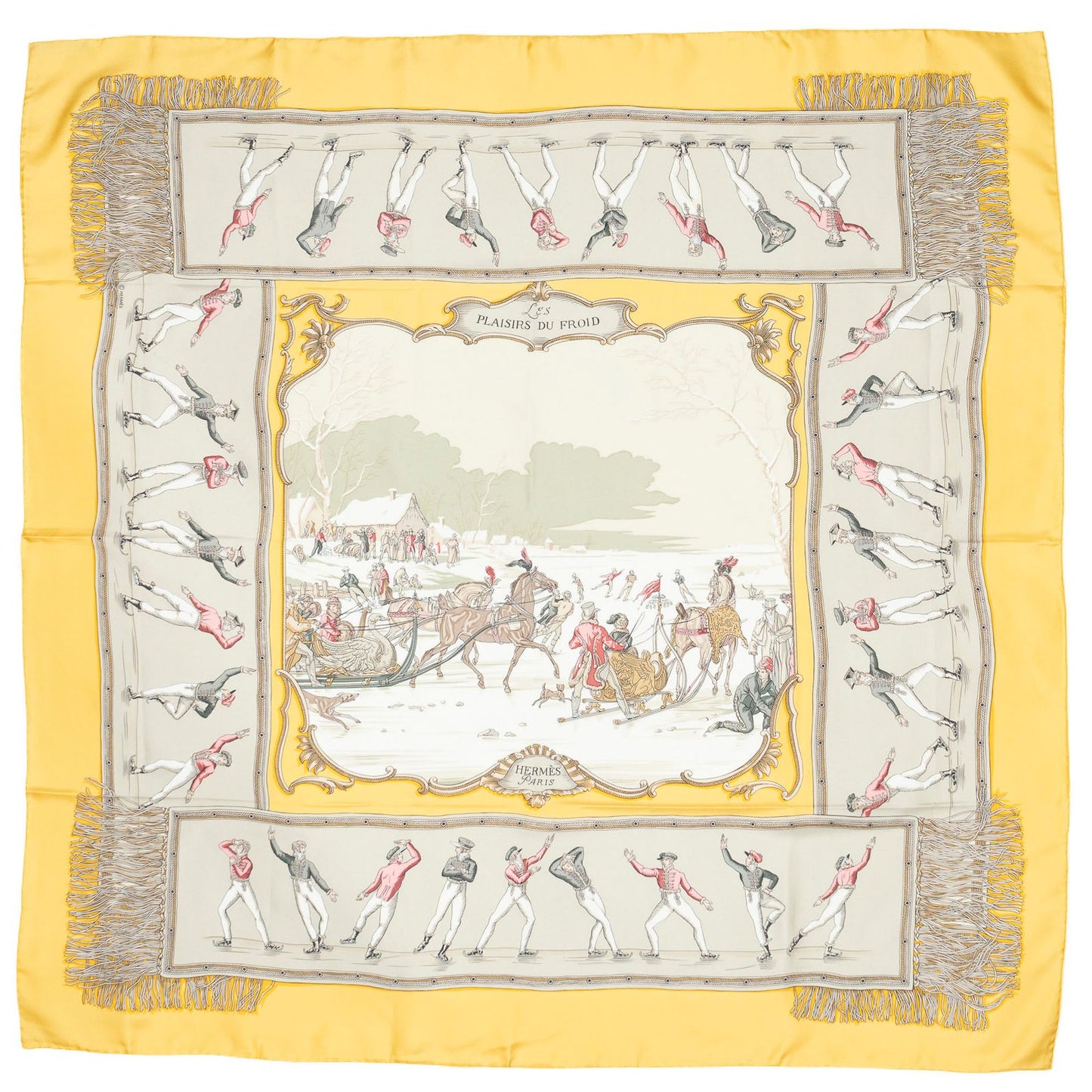 Hermes Scarf Yellow Gray Twillsilk — view 2