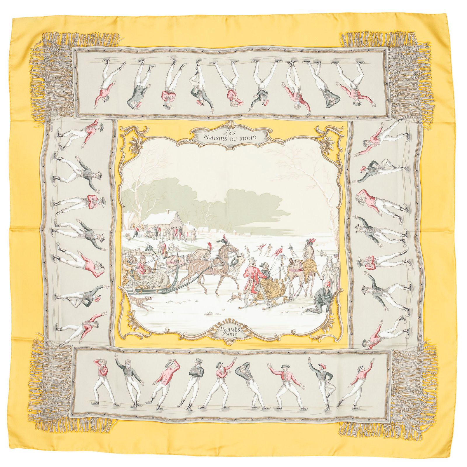 Hermes Scarf Yellow Gray Twillsilk — view 2