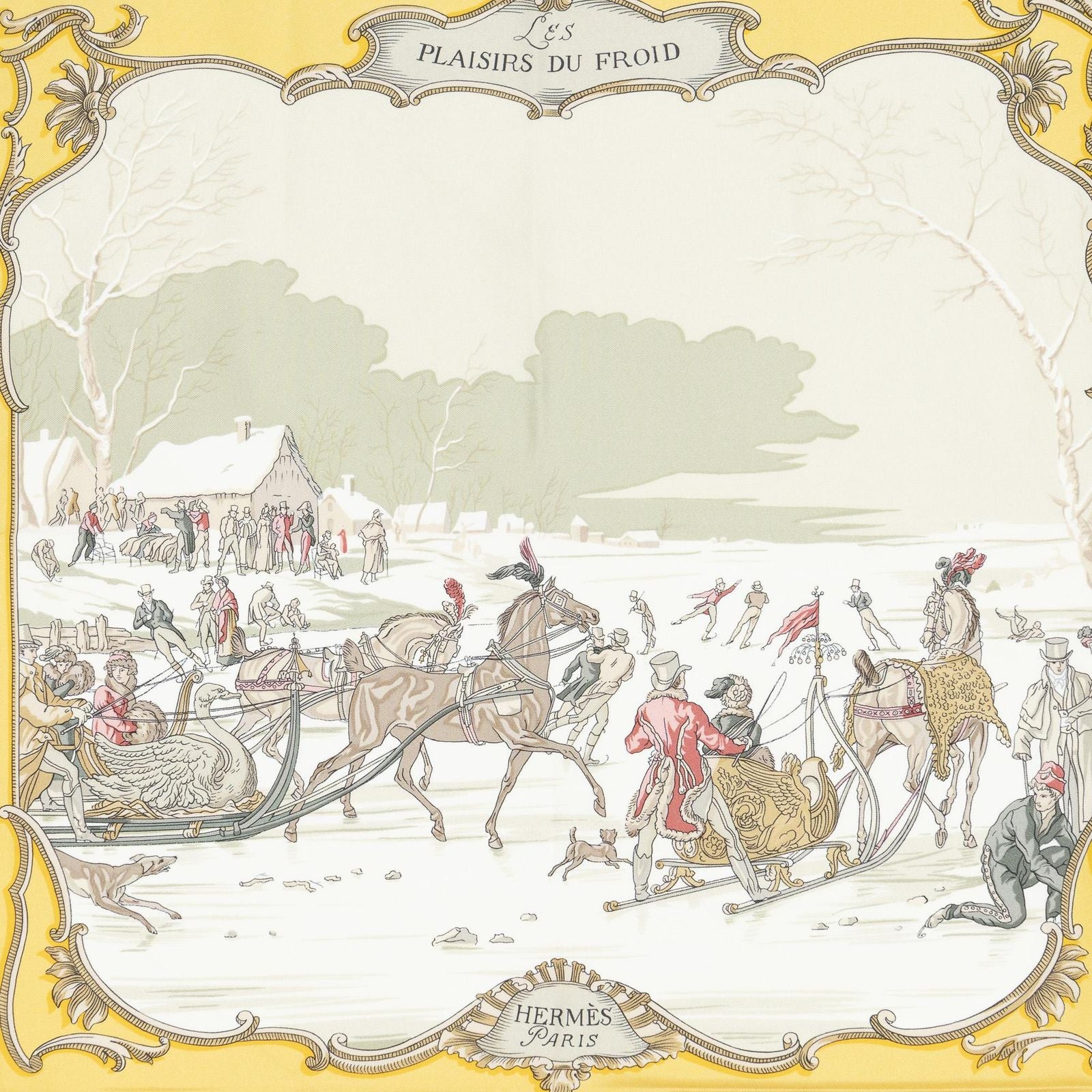 Hermes Scarf Yellow Gray Twillsilk — view 3