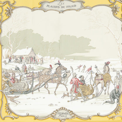 Hermes Scarf Yellow Gray Twillsilk — view 3