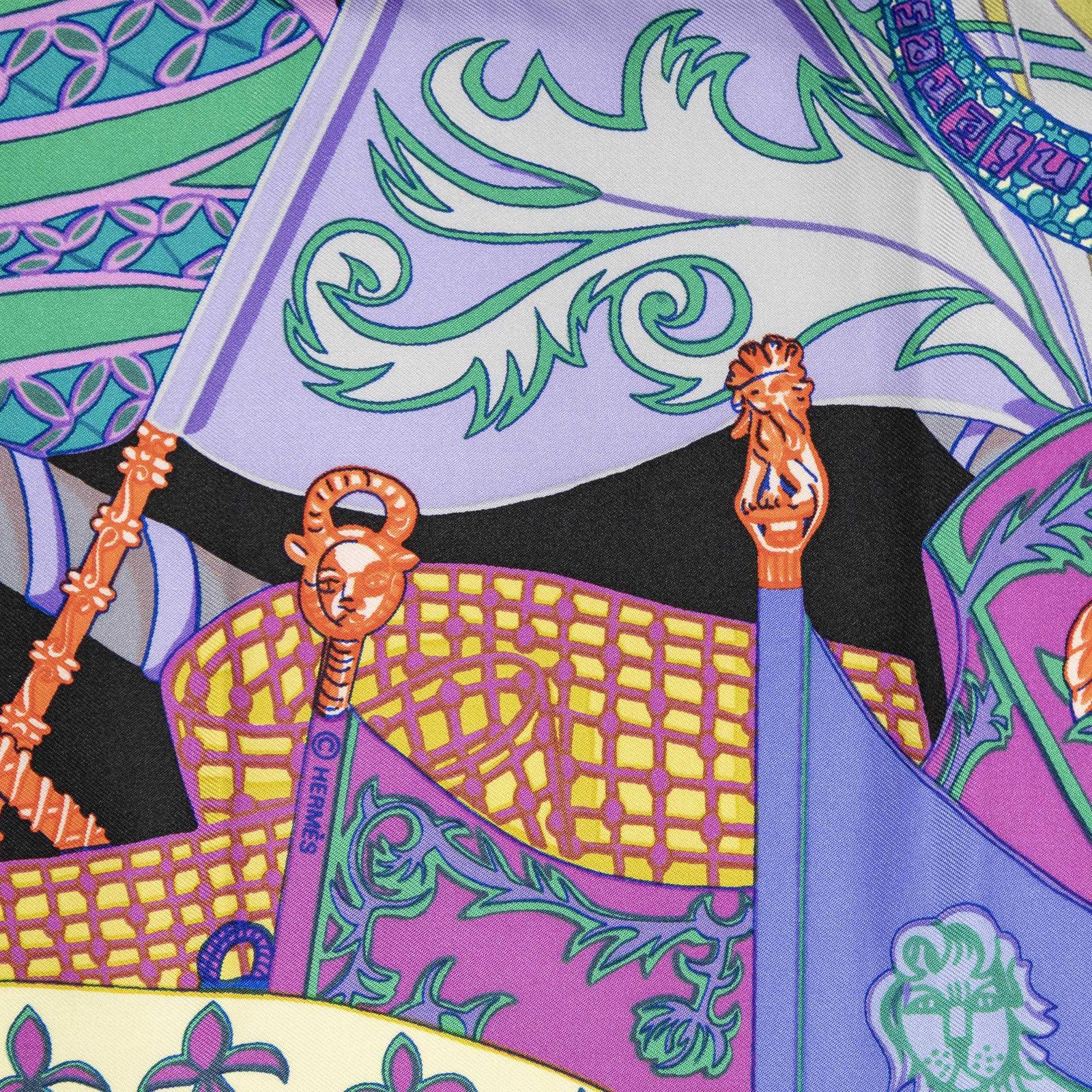 Hermes Scarf Blue Purple Green 100% Twillsilk — view 3