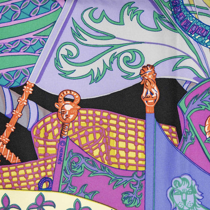 Hermes Scarf Blue Purple Green 100% Twillsilk — view 3