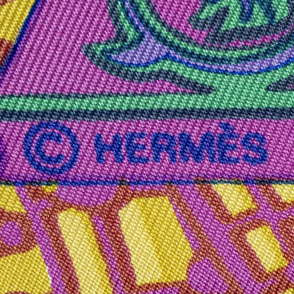 Hermes Scarf Blue Purple Green 100% Twillsilk — view 4