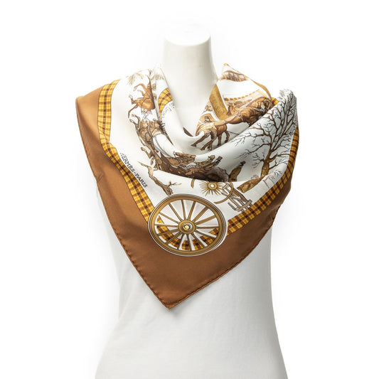 Hermes Scarf Brown Twillsilk