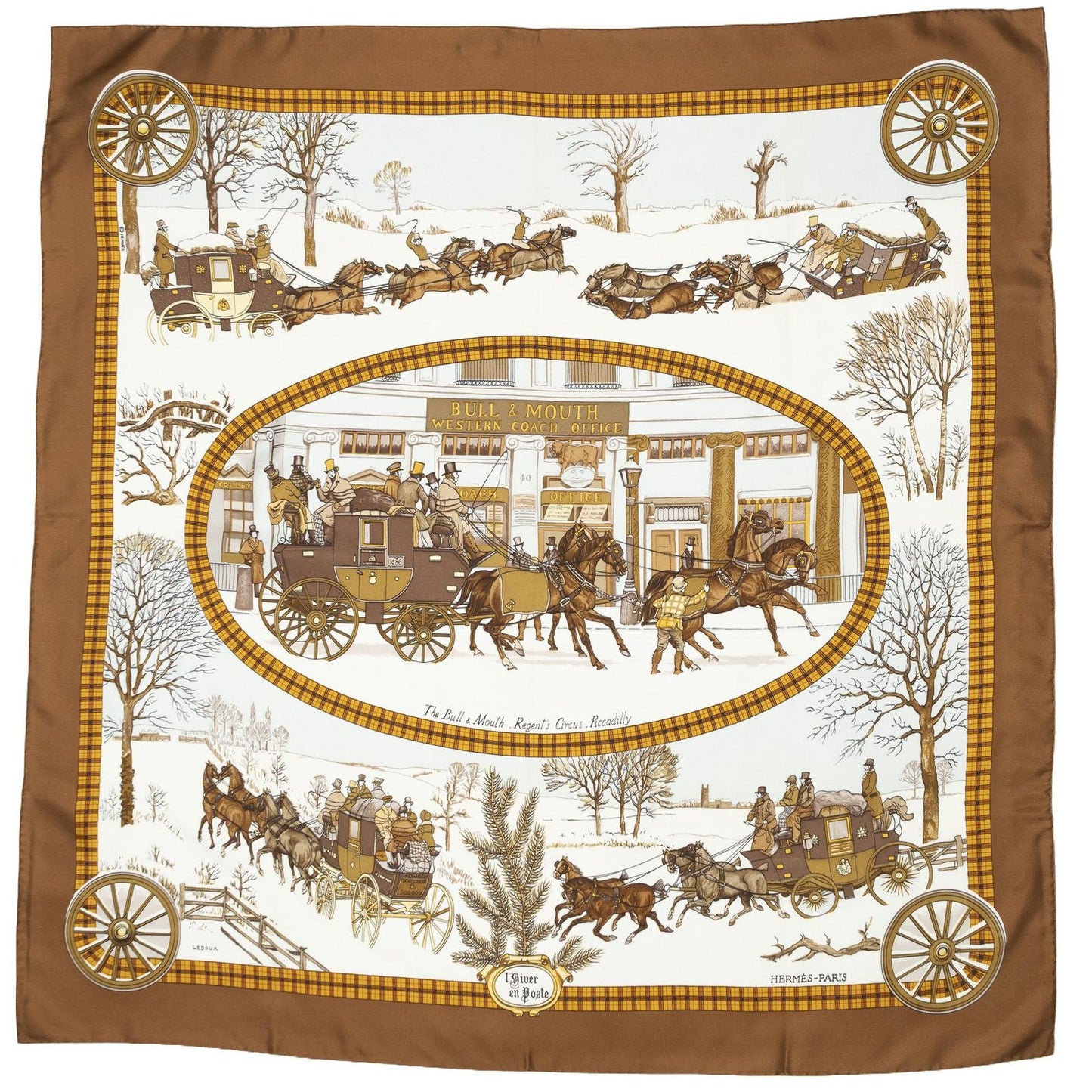 Hermes Scarf Brown Twillsilk — view 2