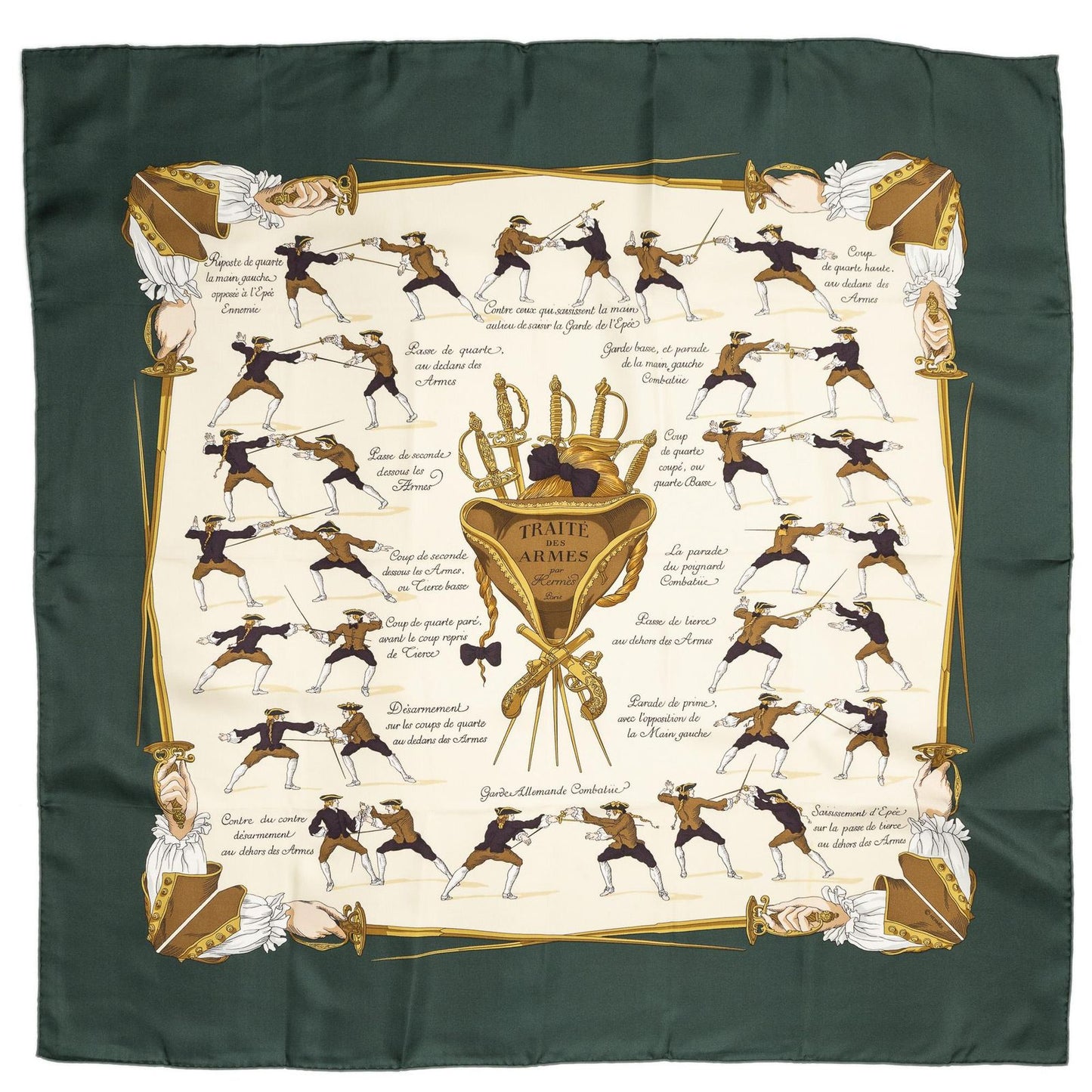 Hermes Scarf Green Beige 100% Twillsilk — view 2