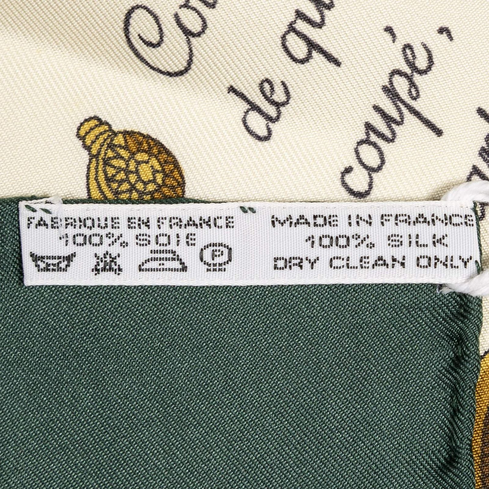 Hermes Scarf Green Beige 100% Twillsilk — view 5
