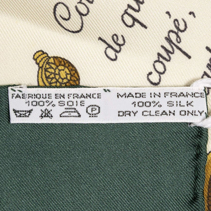 Hermes Scarf Green Beige 100% Twillsilk — view 5