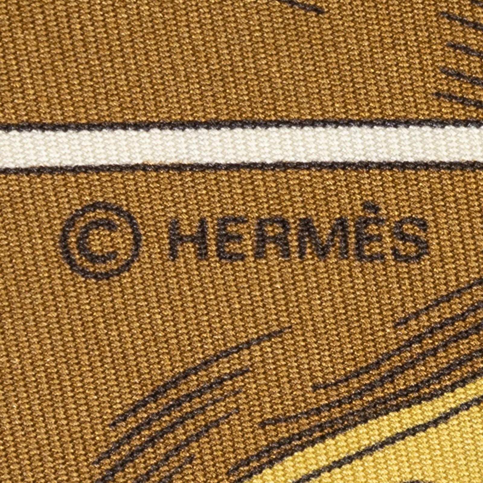 Hermes Scarf Green Beige 100% Twillsilk — view 4