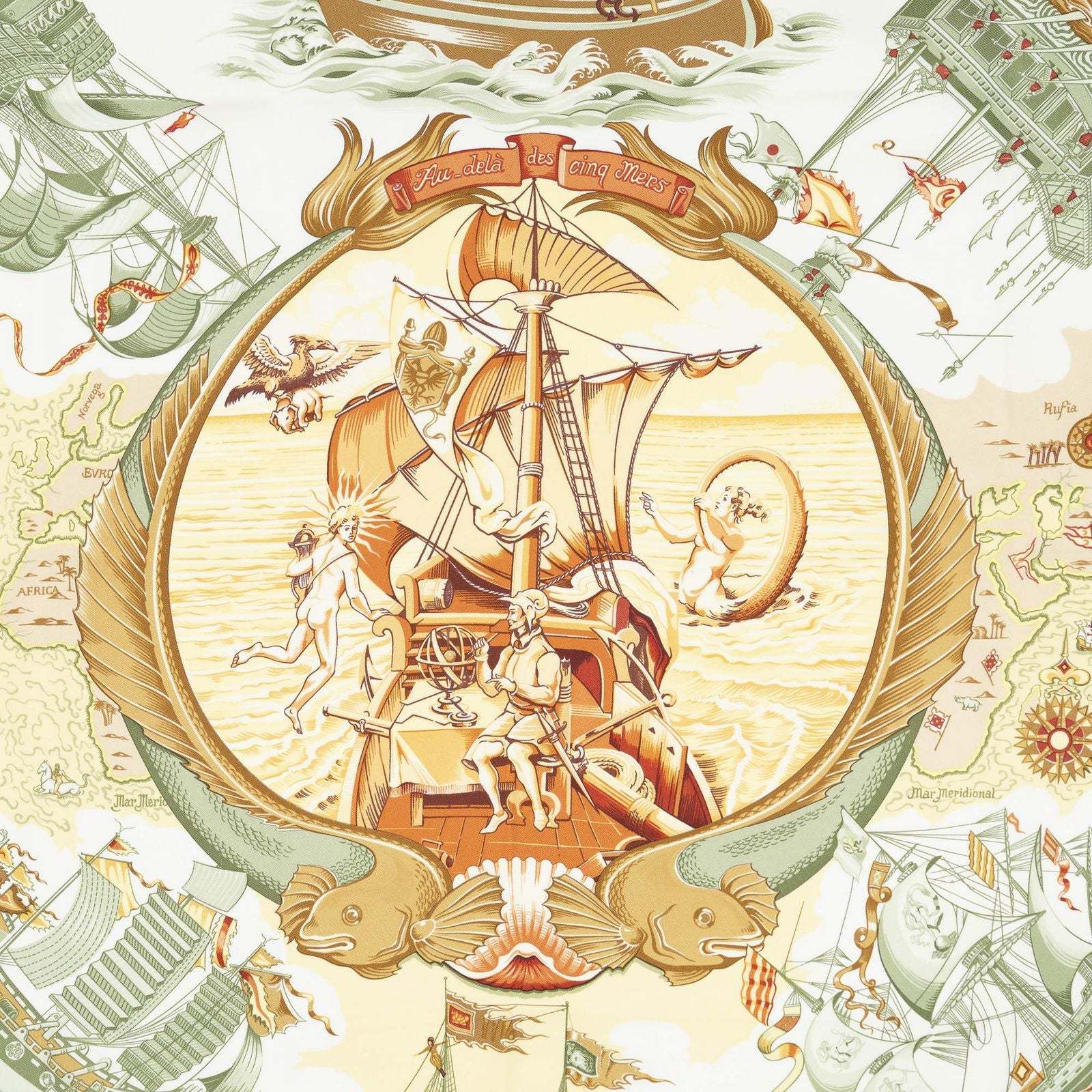 Hermes Scarf Yellow Green Orange 100% Twillsilk — view 3