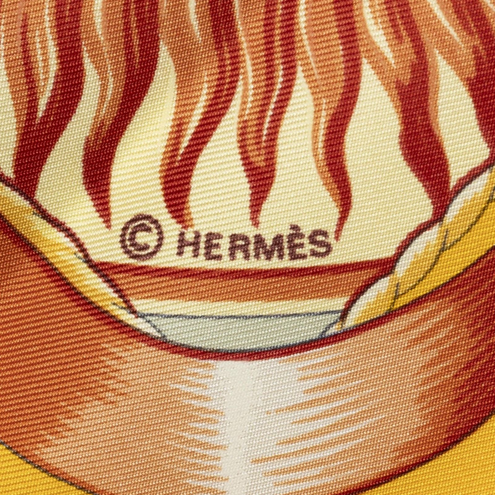 Hermes Scarf Yellow Green Orange 100% Twillsilk — view 4