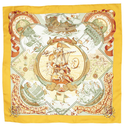 Hermes Scarf Yellow Green Orange 100% Twillsilk — view 2