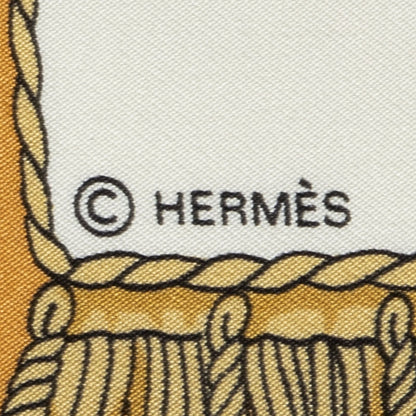 Hermes Scarf Orange White Brown 100% Twillsilk — view 4