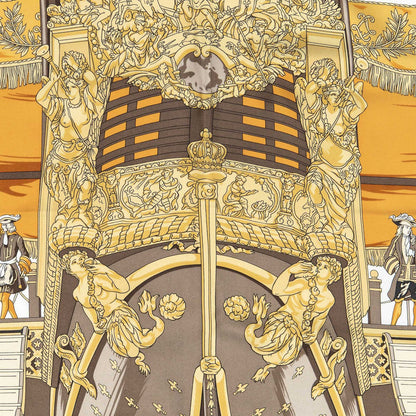 Hermes Scarf Orange White Brown 100% Twillsilk — view 3