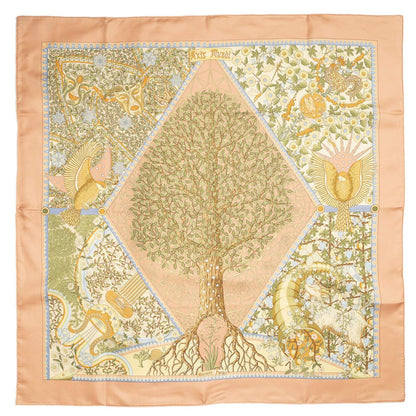 Hermes Scarf Orange Green Yellow 100% Twillsilk — view 2