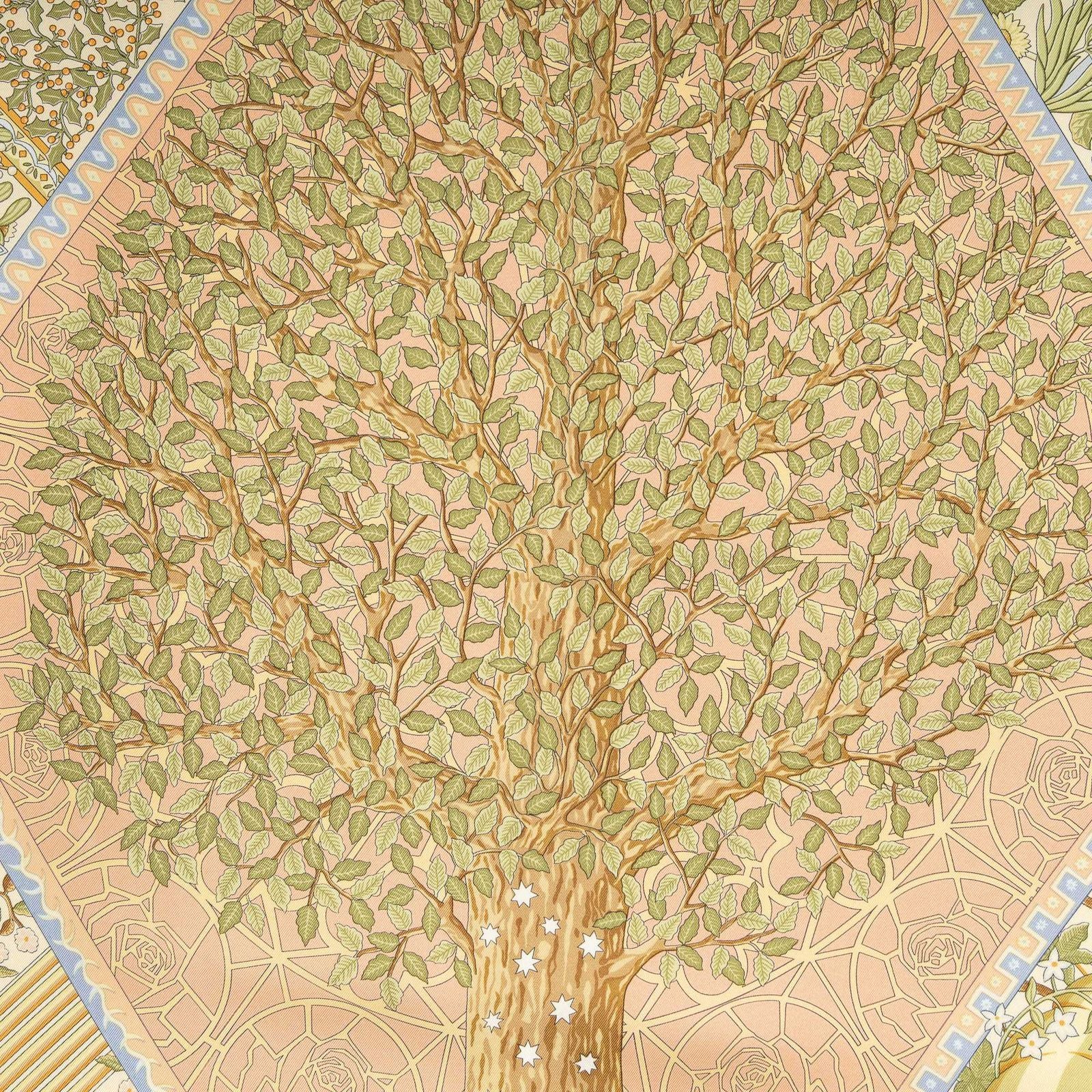 Hermes Scarf Orange Green Yellow 100% Twillsilk — view 3