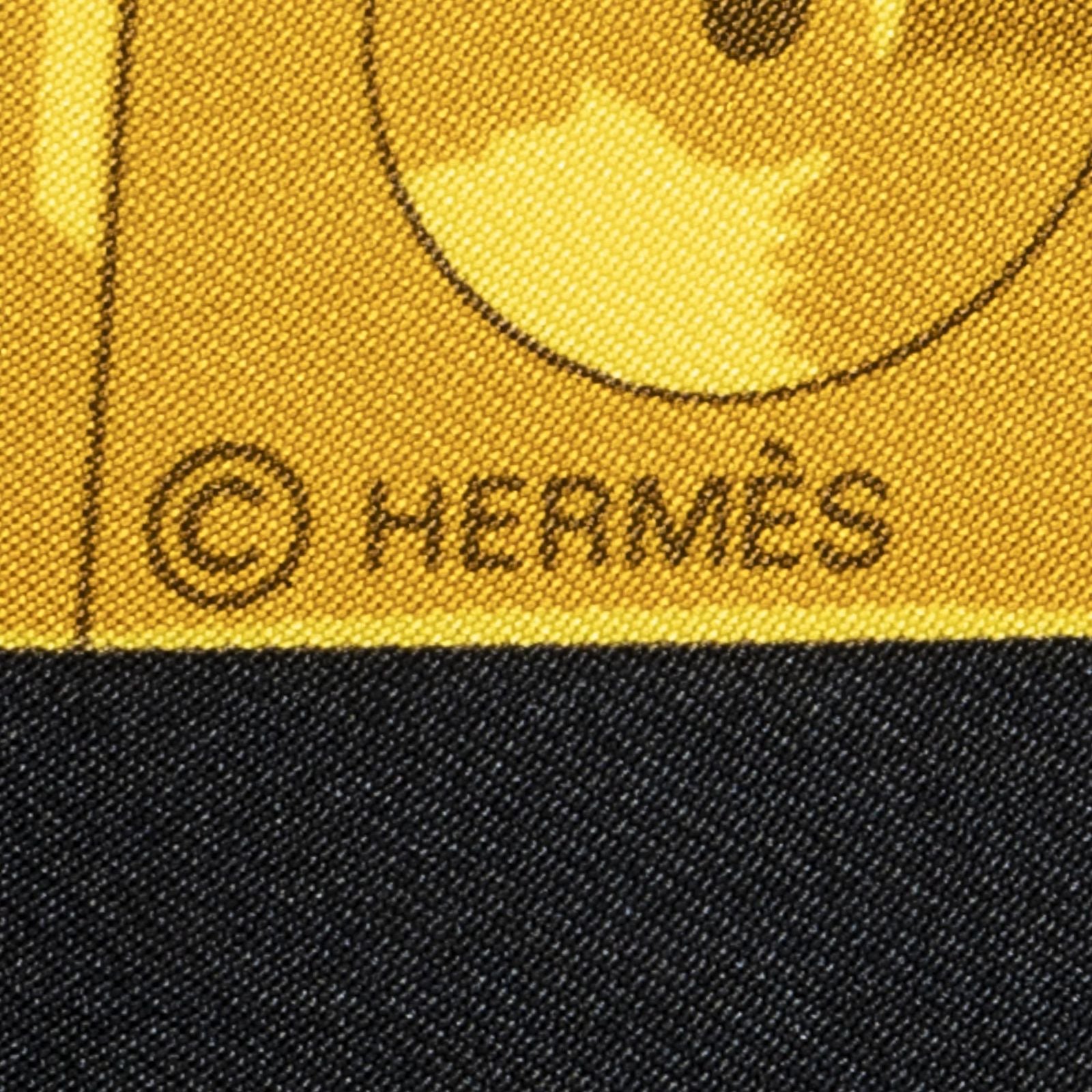Hermes Scarf Black Gold Brown 100% Twillsilk — view 4