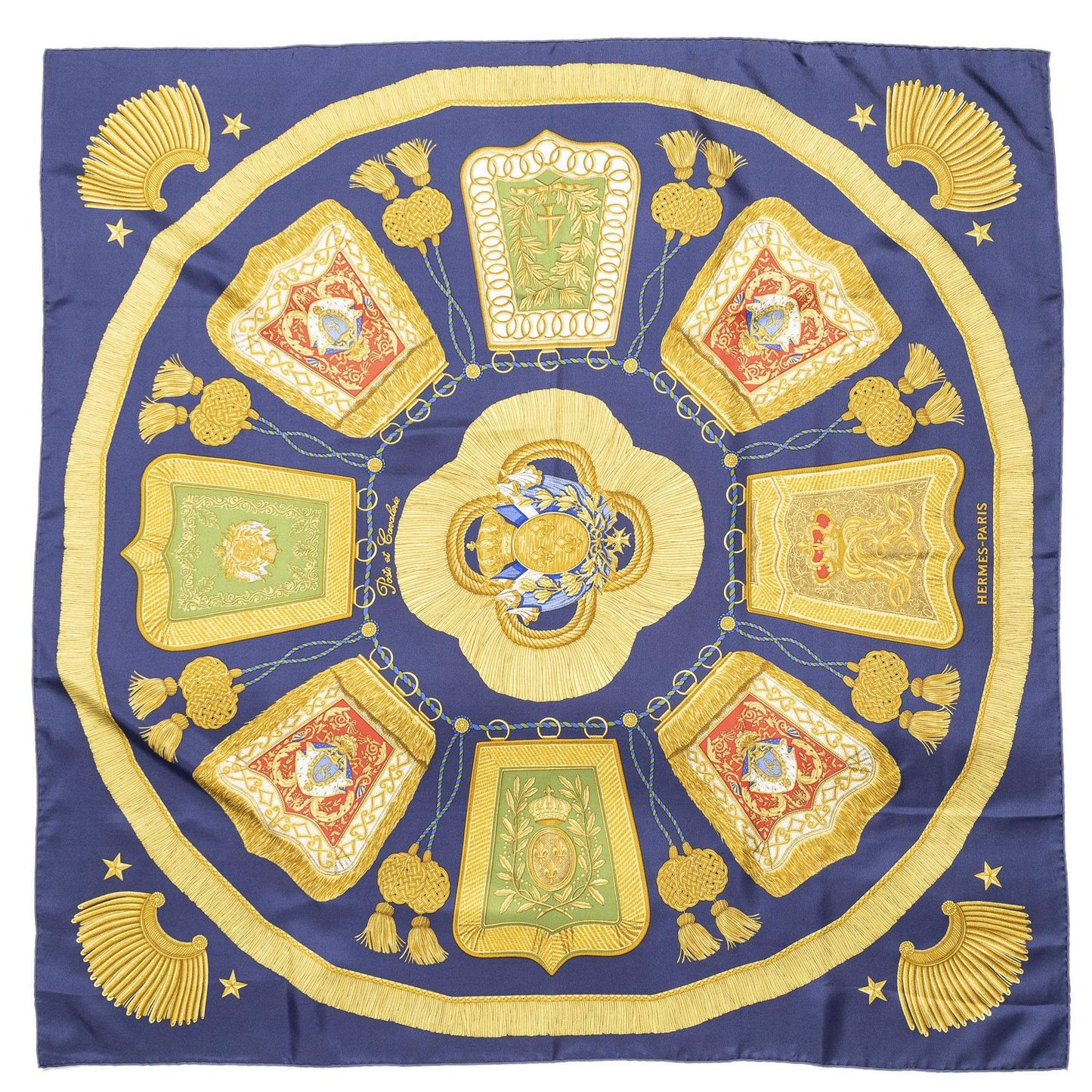 Hermes Scarf Navy Gold Red Silk — view 2