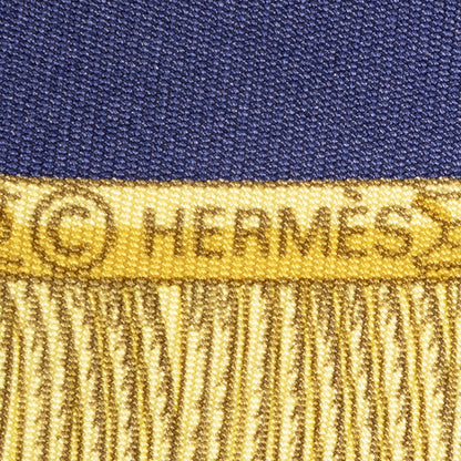 Hermes Scarf Navy Gold Red Silk — view 4