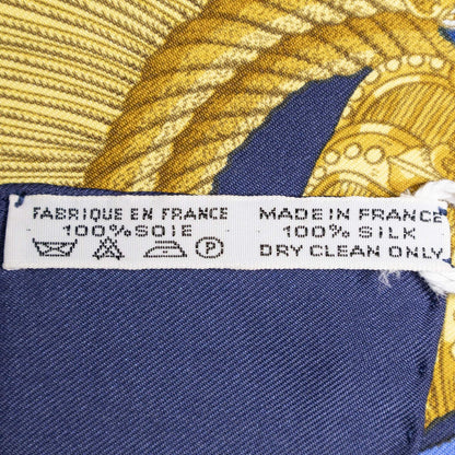 Hermes Scarf Navy Gold Red Silk — view 5