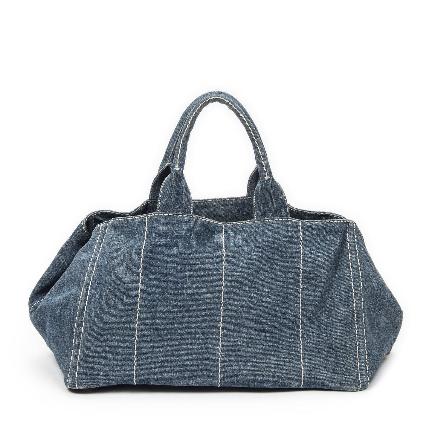 Prada Largecanapa Tote Blue Denim Canapa — view 5