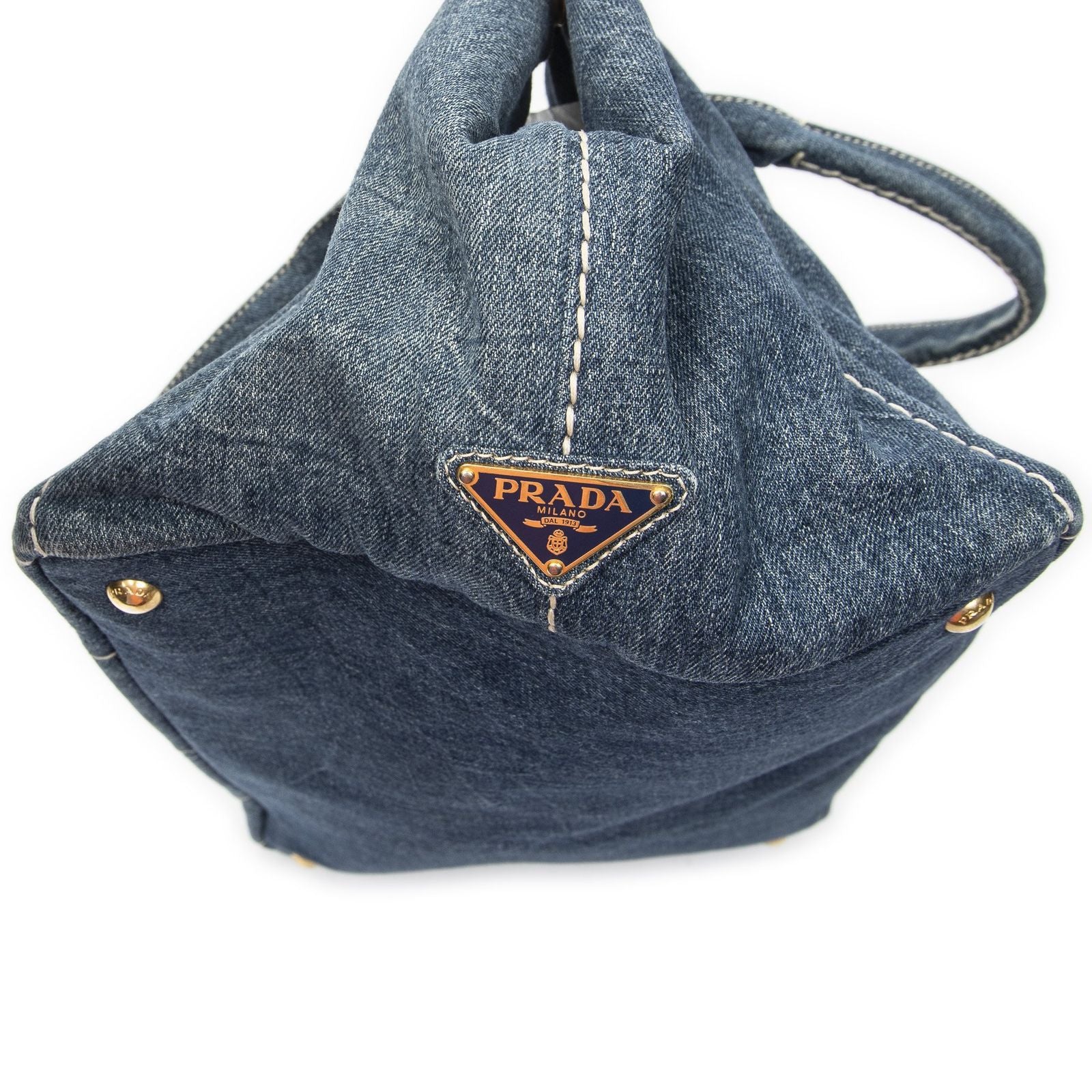 Prada Largecanapa Tote Blue Denim Canapa — view 7