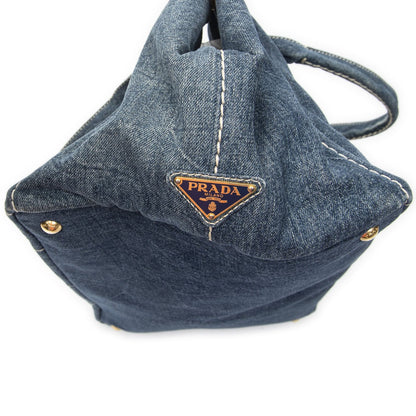 Prada Largecanapa Tote Blue Denim Canapa — view 7