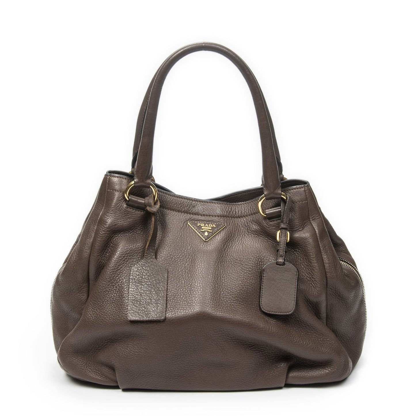 Prada Side Zip Tote Brown