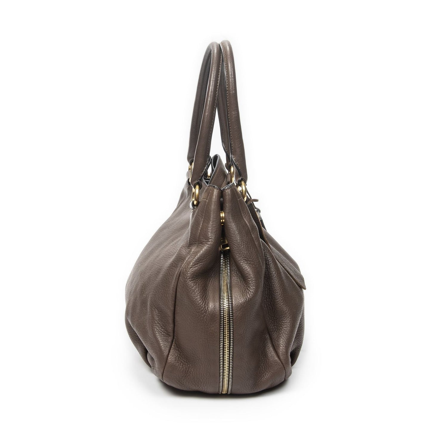 Prada Side Zip Tote Brown — view 4