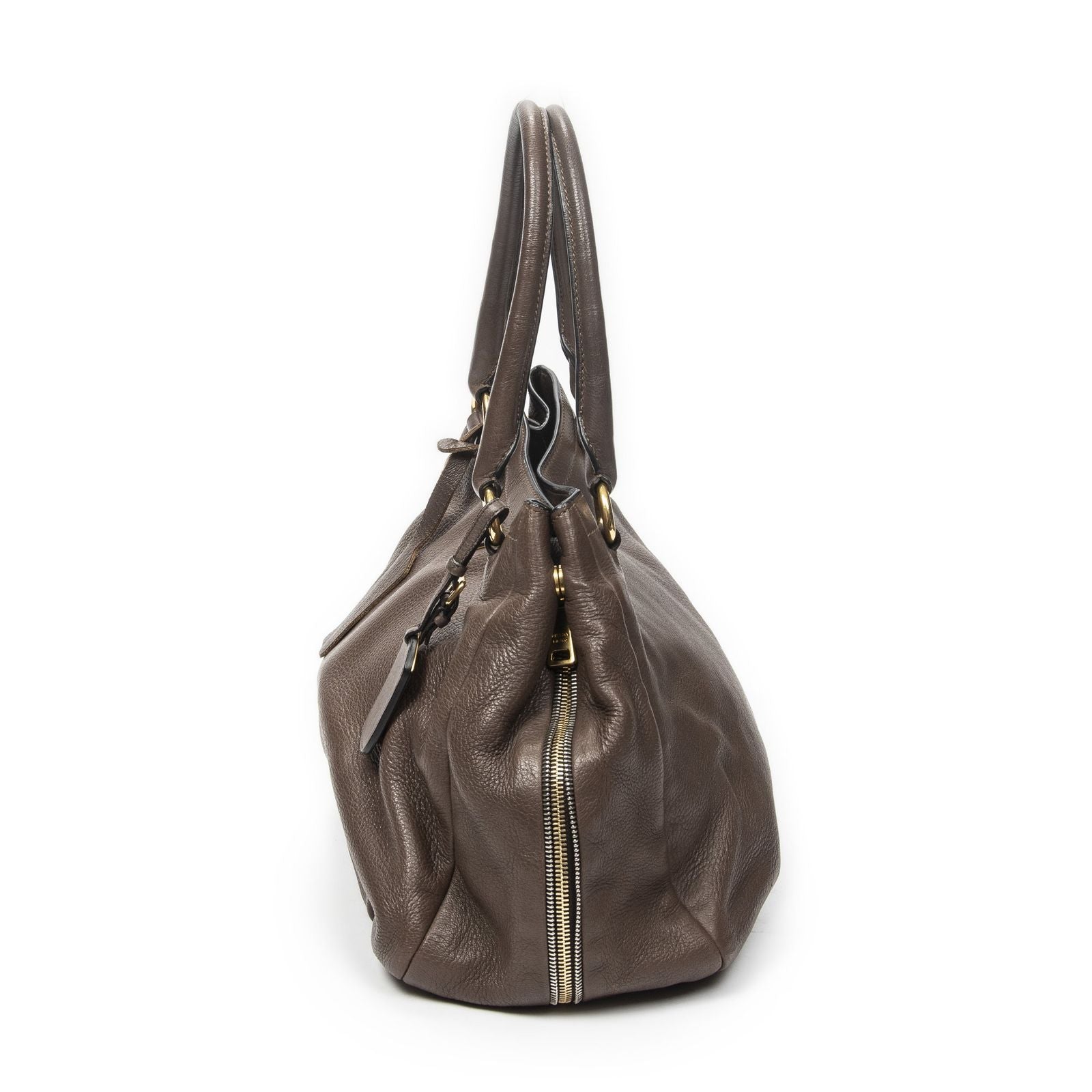 Prada Side Zip Tote Brown — view 3