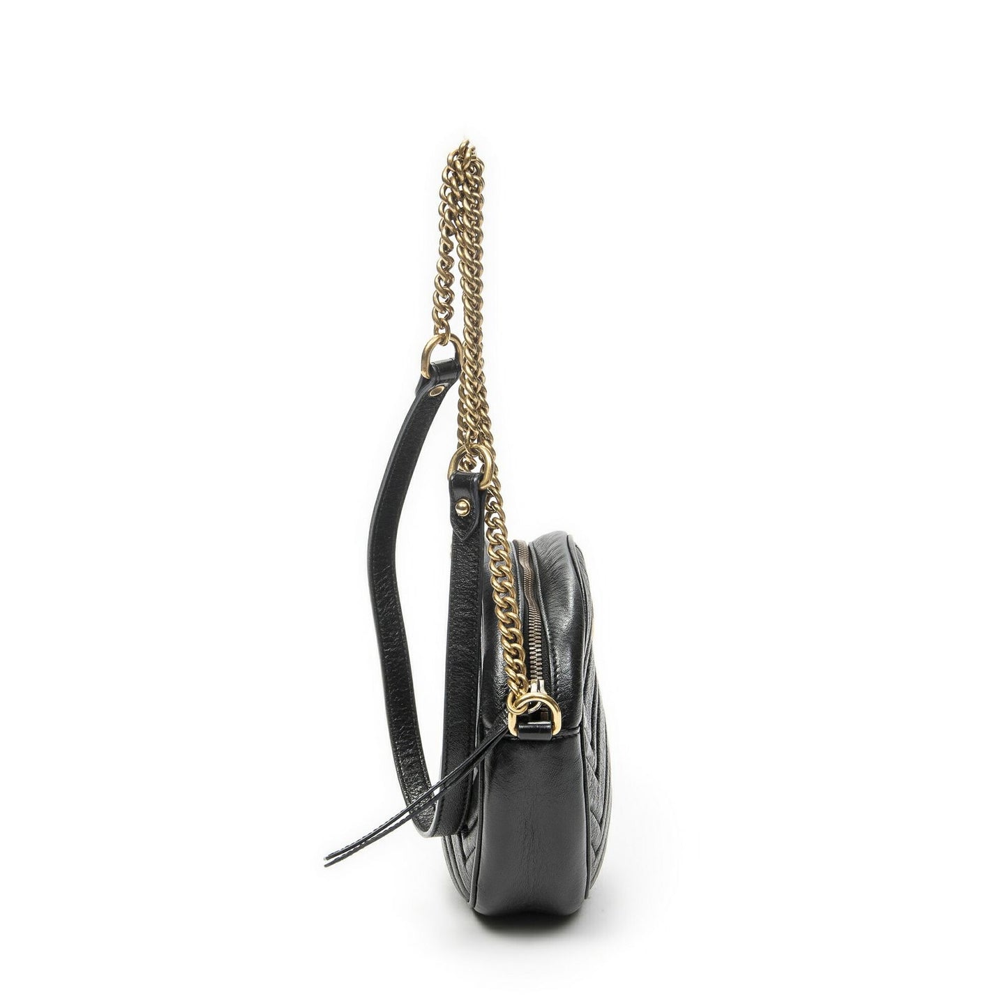 Gucci Small GG Marmont Chain Cross Bodyblack Matelasse Chezblanc Leather — view 4