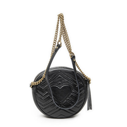 Gucci Small GG Marmont Chain Cross Bodyblack Matelasse Chezblanc Leather — view 5