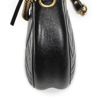 Gucci Small GG Marmont Chain Cross Bodyblack Matelasse Chezblanc Leather — view 7