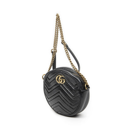 Gucci Small GG Marmont Chain Cross Bodyblack Matelasse Chezblanc Leather — view 2