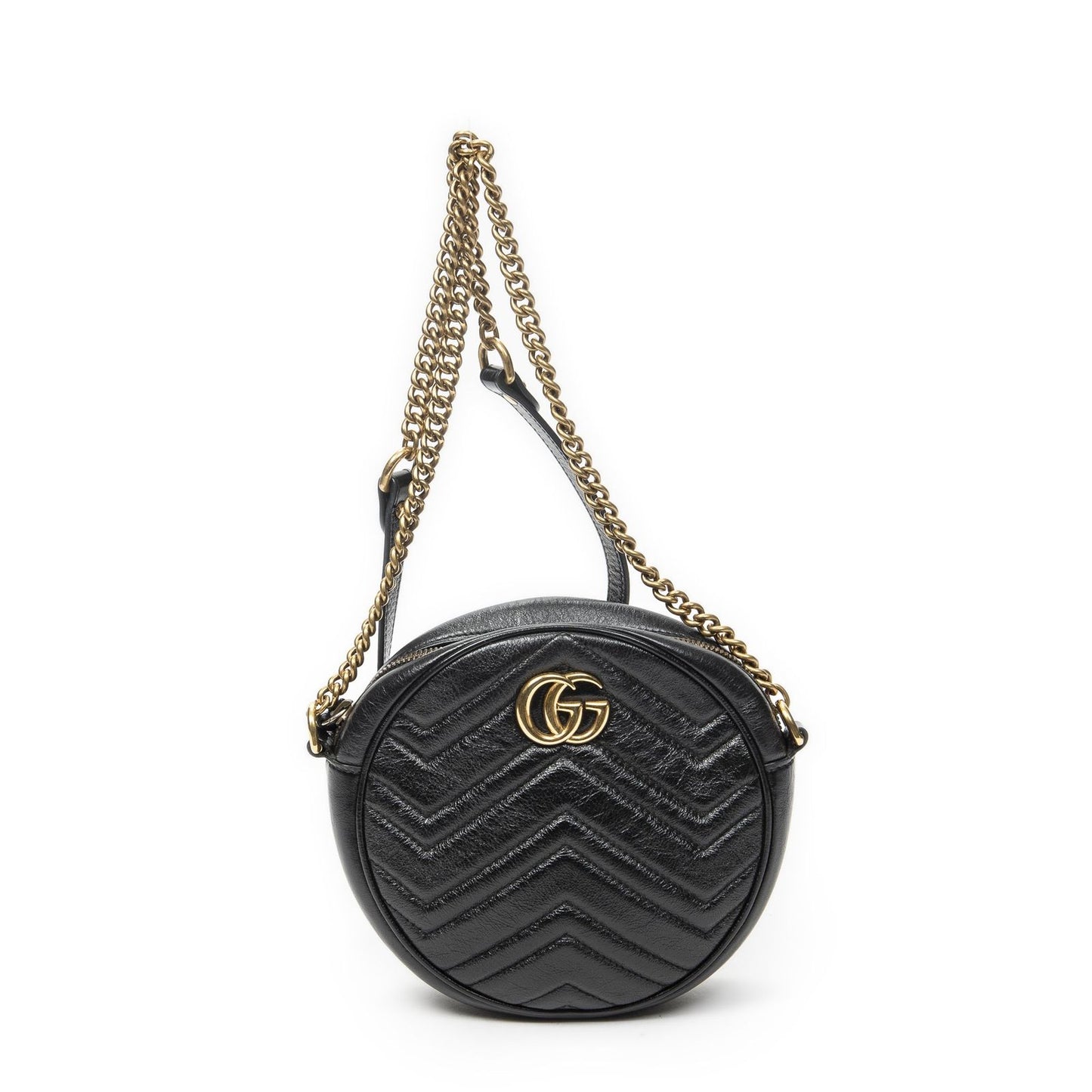 Gucci Small GG Marmont Chain Cross Bodyblack Matelasse Chezblanc Leather
