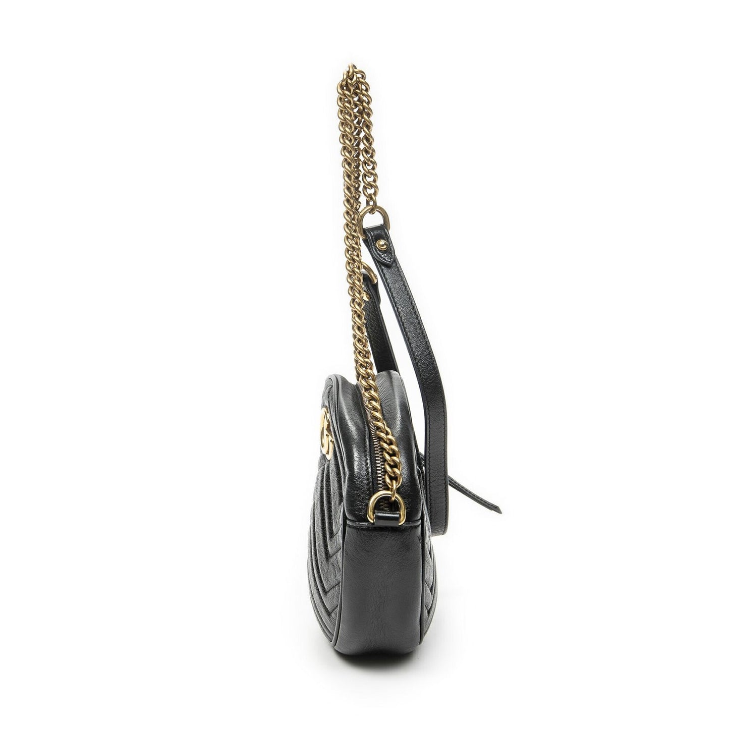 Gucci Small GG Marmont Chain Cross Bodyblack Matelasse Chezblanc Leather — view 3