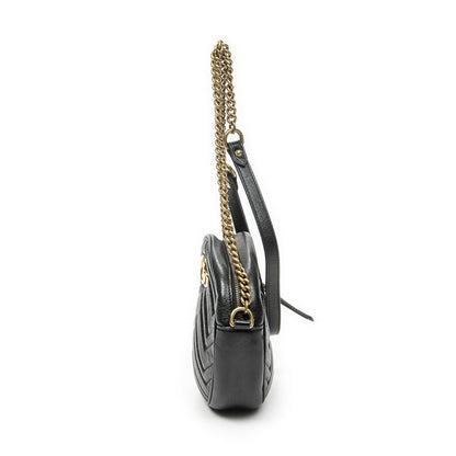 Gucci Small GG Marmont Chain Cross Bodyblack Matelasse Chezblanc Leather — view 3