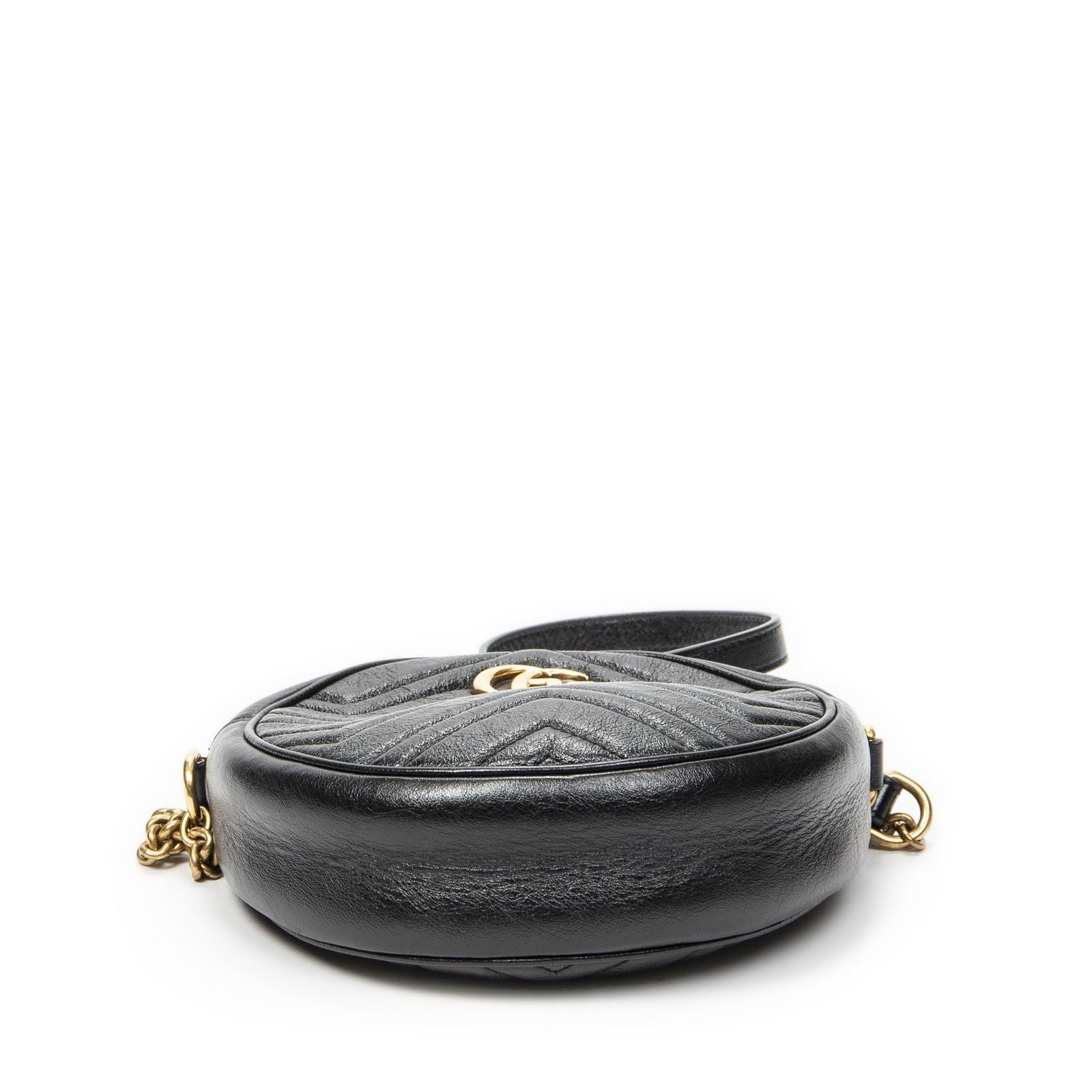 Gucci Small GG Marmont Chain Cross Bodyblack Matelasse Chezblanc Leather — view 6