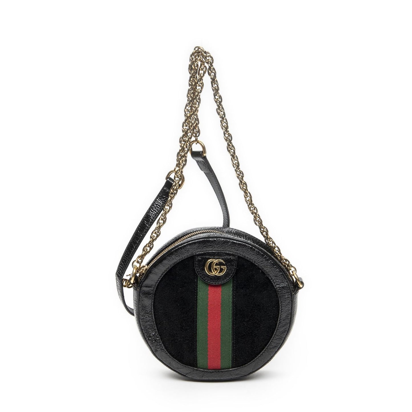 Gucci Mini Web Ophidia Cross Bodyblack Suede Leather Crossbody