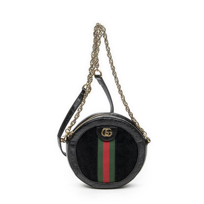 Gucci Mini Web Ophidia Cross Bodyblack Suede Leather Crossbody
