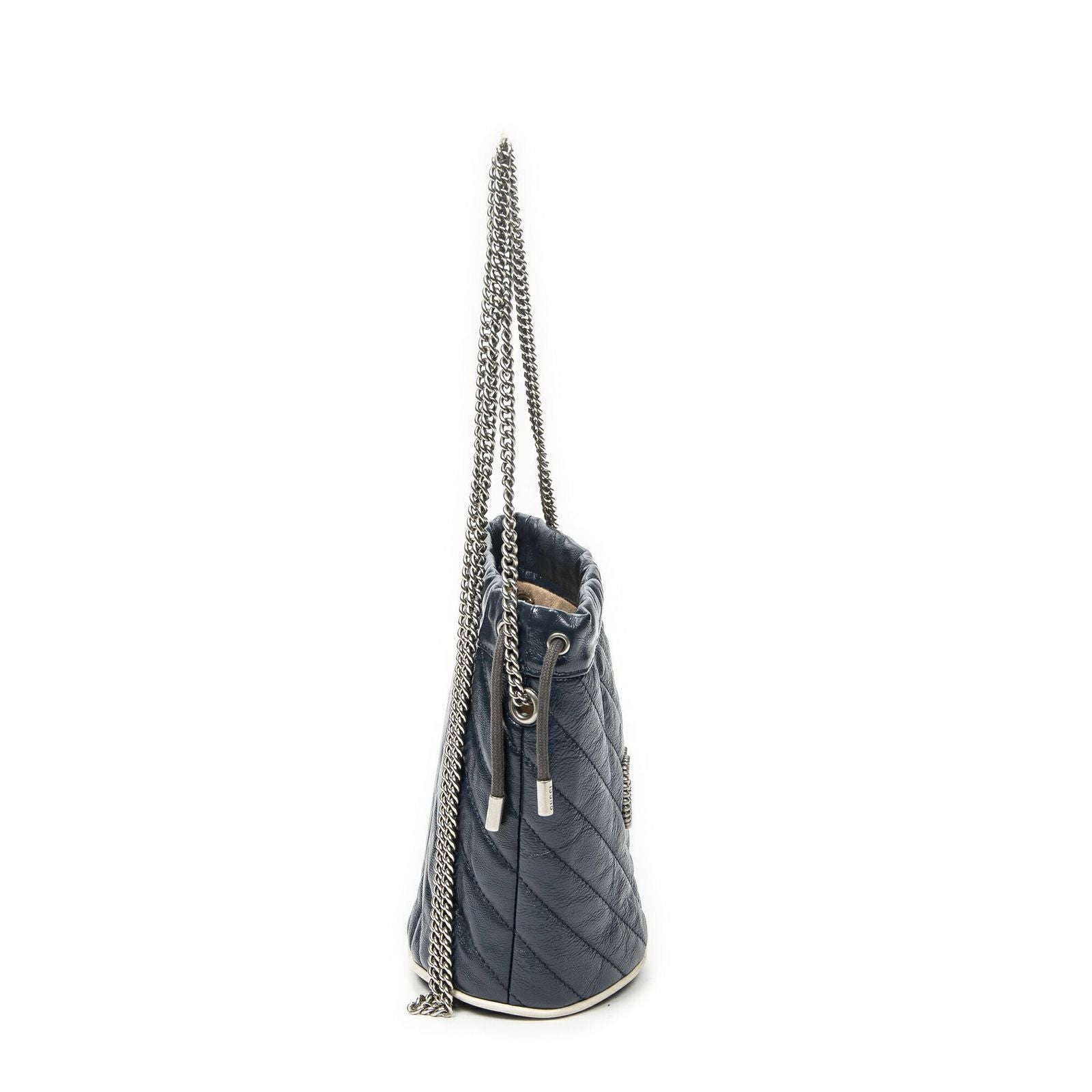 Gucci GG Marmont Torchon Bucket Bag Navy Matelasse Calfskin — view 4