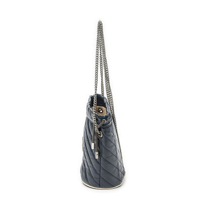 Gucci GG Marmont Torchon Bucket Bag Navy Matelasse Calfskin — view 3